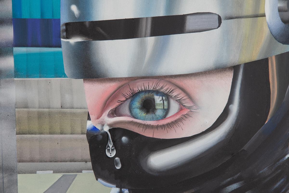‘R.P.G. – Robocop Paints Grisaille’ by Botond Keresztesi at VUNU Gallery